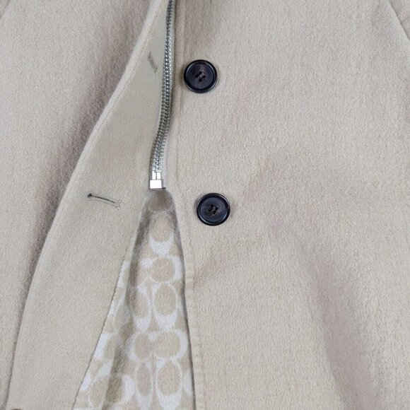 Coach Women's M/L Cream Wool Blend Poncho Cape Jacket Coat *NO BELT - Picture 4 of 11